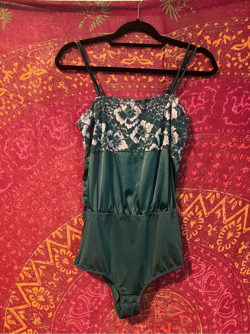 Auden Lingerie Teal Lace Stain like Body Suit